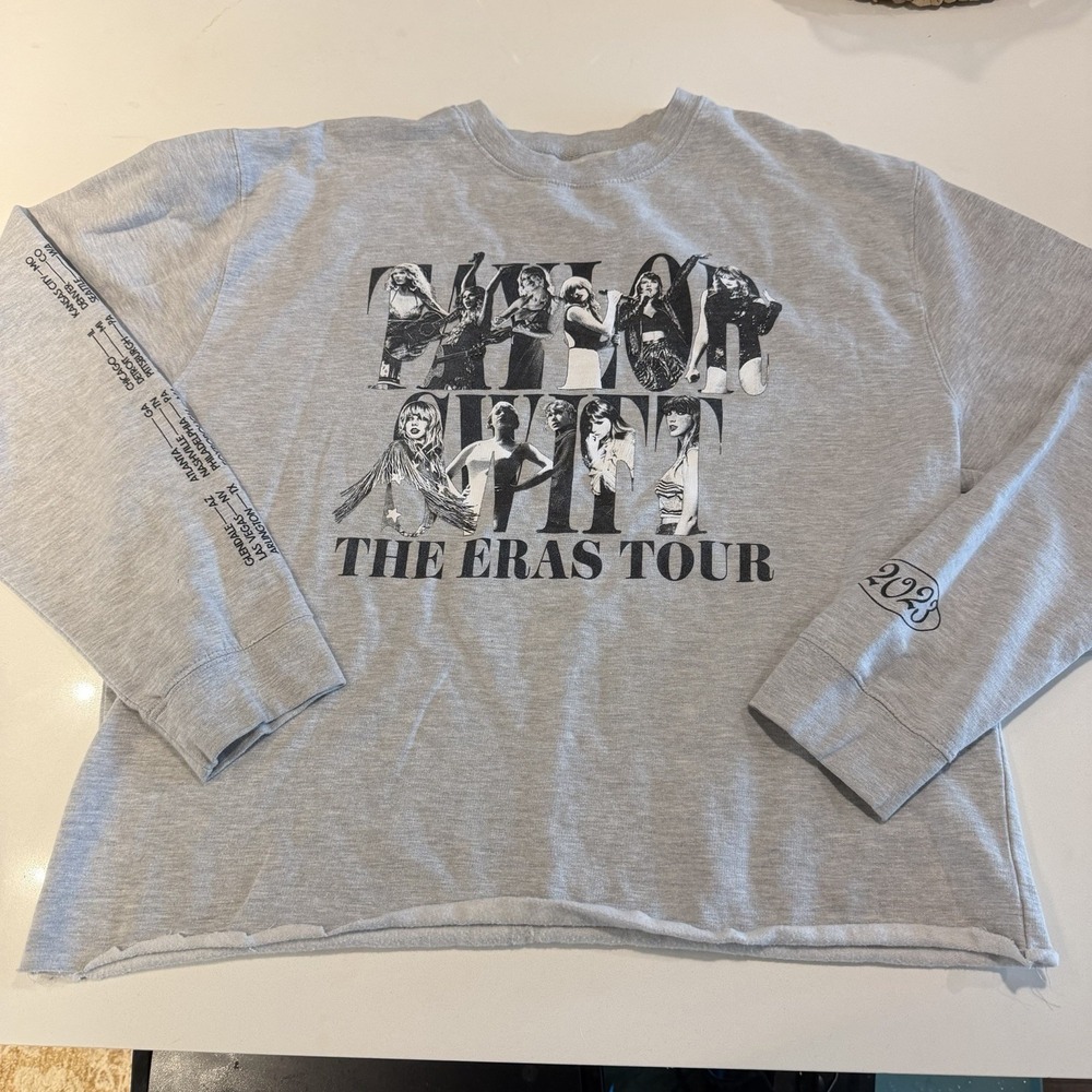 Taylor Swift The Eras Tour 2023 Gray Grey Crewneck Sweatshirt Women XXL 2XL Plus